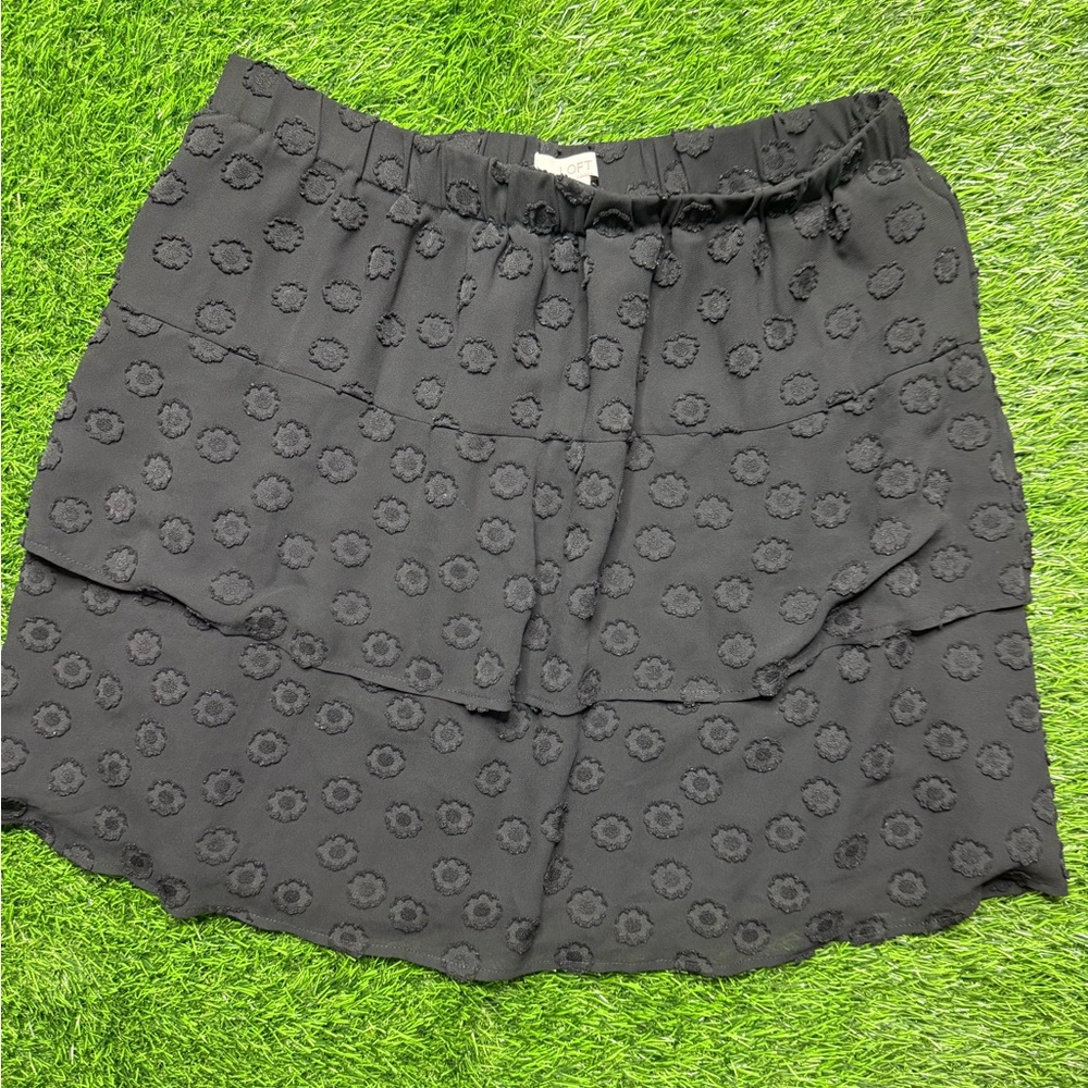 LOFT Black Textured Mini Skirt